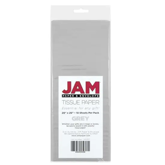 JAM Paper 20" x 26" Tissue Paper, 2 Packs of 10 Sheets Silver {6}