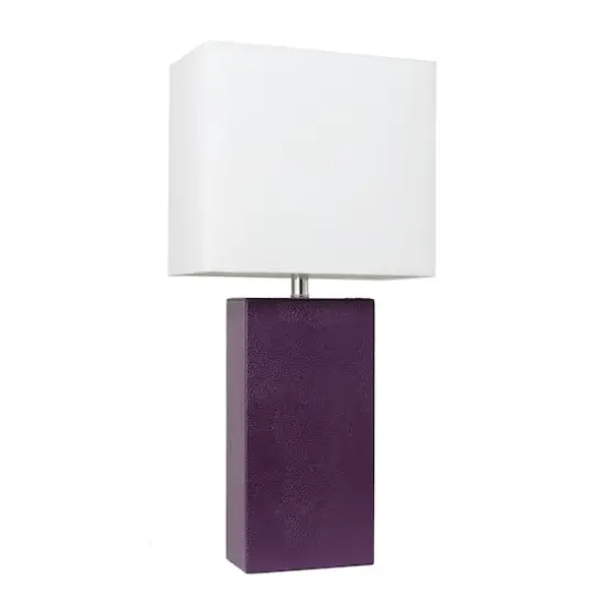 Lalia Home Lexington 21" Leather Home D&eacute;cor Table Lamp Eggplant Purple {1}