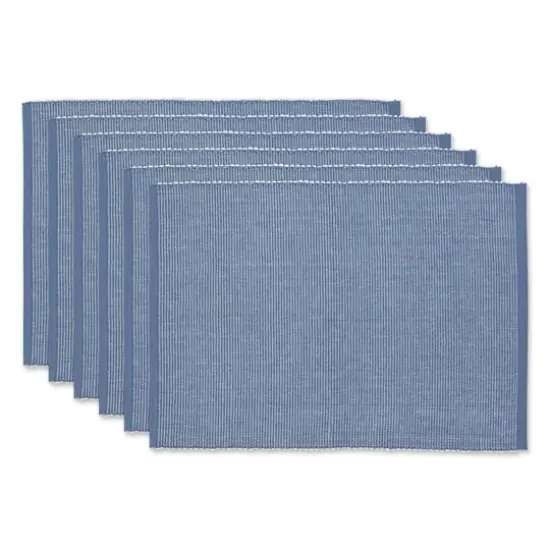 DII&reg; 2-Tone Ribbed Placemats, 6ct. Stonewash blue and white {1}