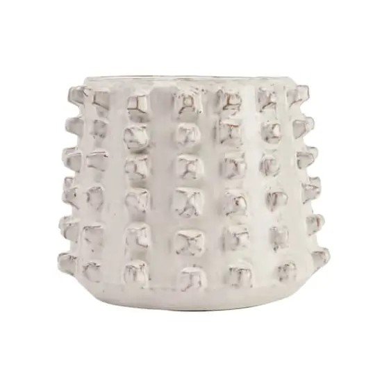 Hello Honey&reg; 11" Ivory Stoneware Sculptural Planter with Raised Dots {5}