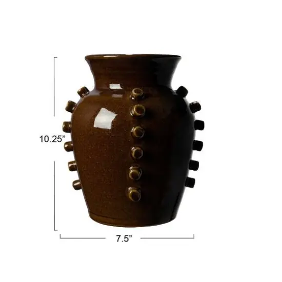 Hello Honey&reg; 10.25" Brown Terra Cotta Vase with Hobnails {6}