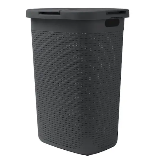 Mind Reader 60L Hamper Laundry Basket with Cutout Handles Gray {1}