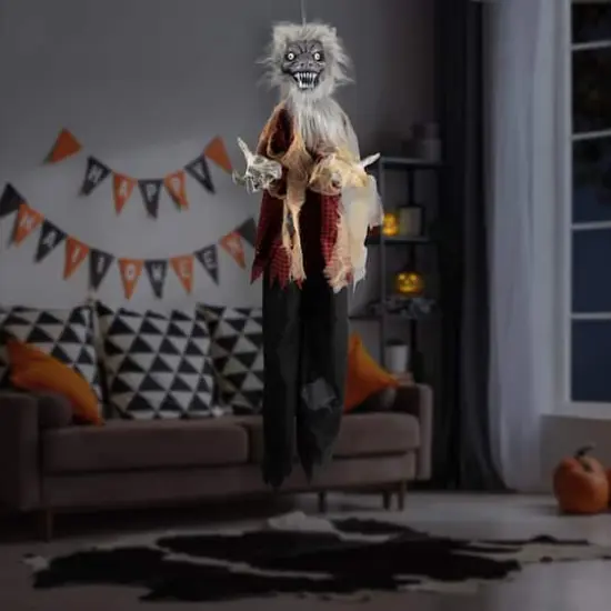 4ft. Animated Hanging Werewolf Halloween Decoration {3}
