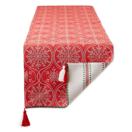 DII® 108'' Joyful Snowflakes Jacquard Reversible Table Runner {10}