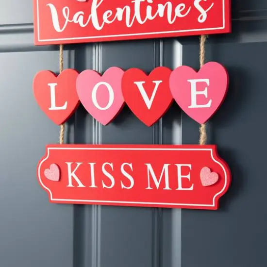 Glitzhome&reg; 13.5" Valentine's Wooden Love Door Hanger {6}