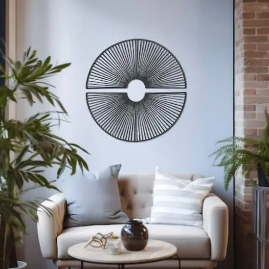 American Art Decor Twin Eclipses 2-Piece Black Paper Rope Wall Art - 30.25" x 30.25" {3}