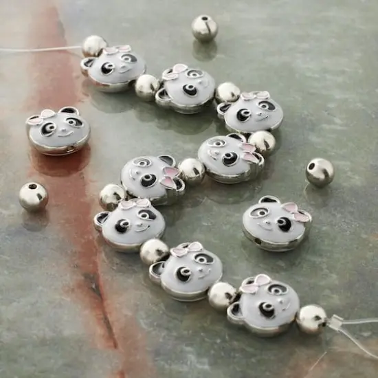Enamel Metal Panda Beads, 13mm by Bead Landing&trade; {3}