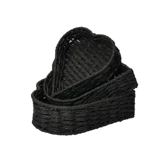 Household Essentials Nesting Paper Rope Heart Basket Set Black {5}