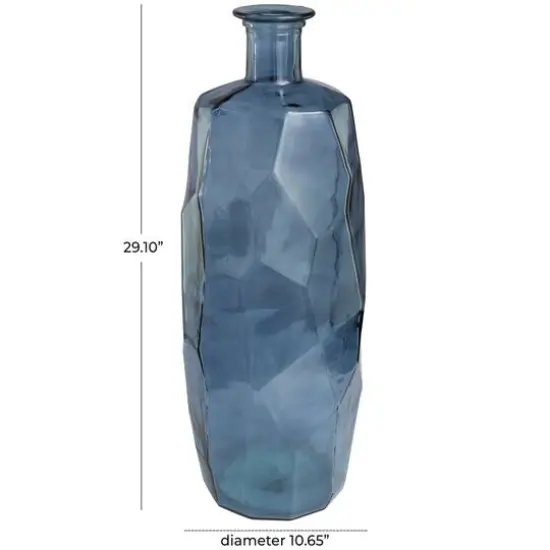 29" Blue Recycled Glass Tall Spanish Bottleneck Vase {6}