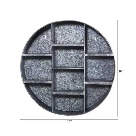 18" Galvanized Round Metal Wall Mounted Shelf System {3}