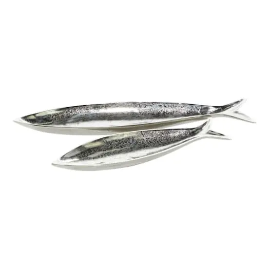 CosmoLiving by Cosmopolitan Aluminum Fish Tray Set Silver {1}