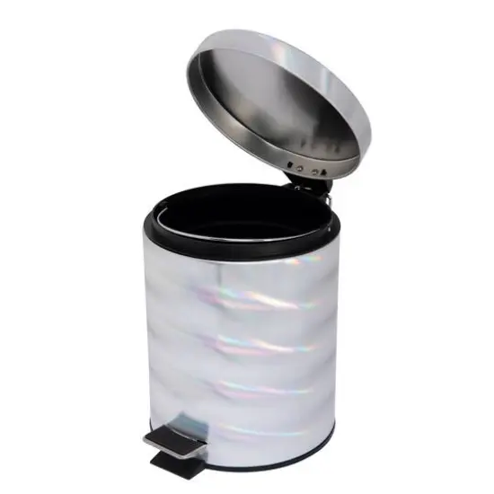 Bath Bliss Holographic Round Step Pedal Trash Can {3}
