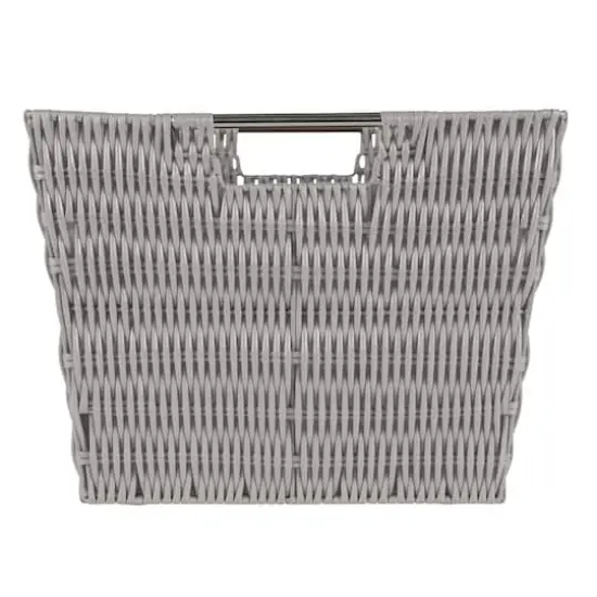 Simplify Large Gray Rattan Storage Tote Basket {1}