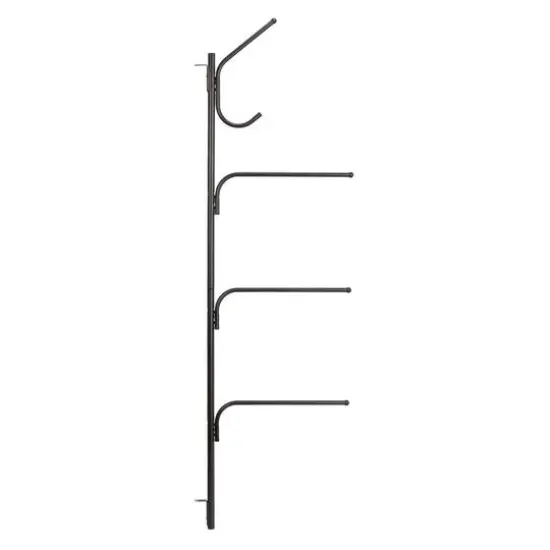 Hinge-It Clutterbuster 74" Steel Valet Family Towel Bar Black {6}