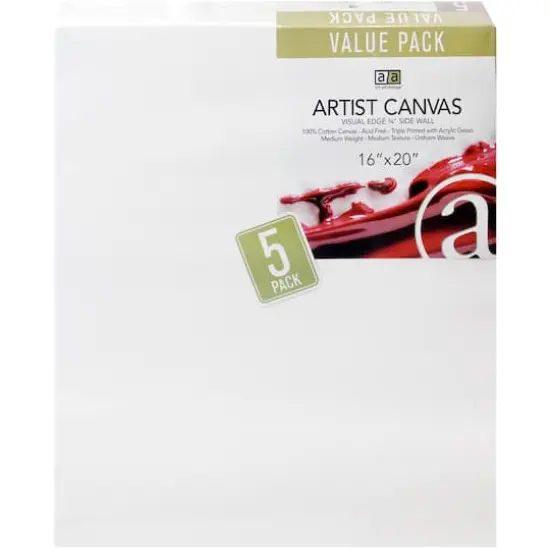 Art Advantage&reg; 5 Pack 16" x 20" Visual Edge Value Pack Canvas {1}