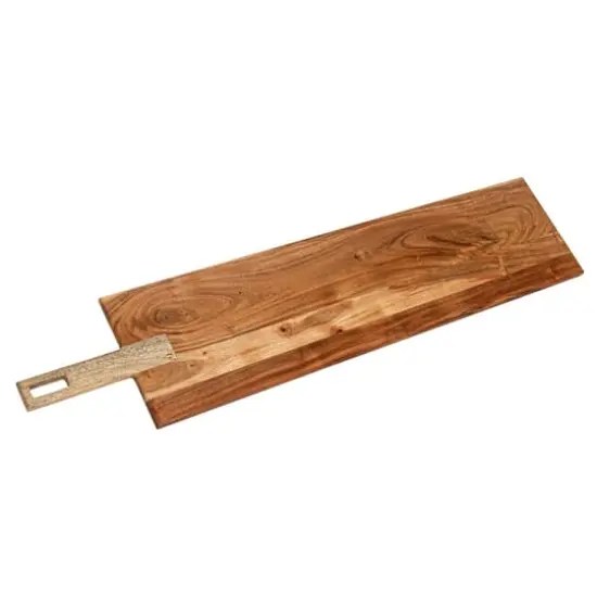 Hello Honey® 35" Natural Handled Acacia & Mango Wood Cheese & Serving Board {1}