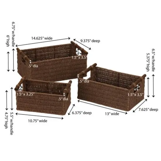 Household Essentials Decorative Woven Basket Set Brown {5}