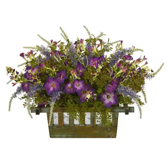 16" Morning Glory Artificial Arrangement in Decorative Planter {1}
