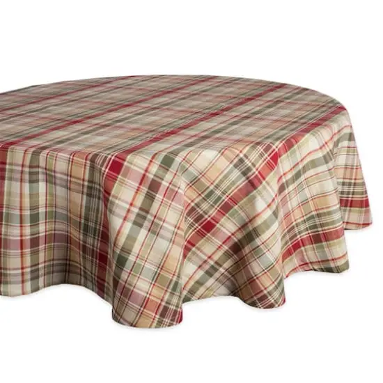 DII&reg; 70" Give Thanks Plaid Round Tablecloth {1}