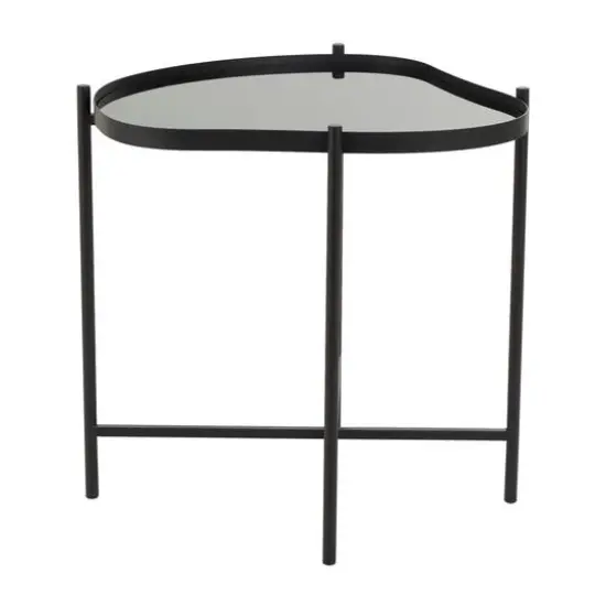 Black Metal Abstract Wavy Accent Table with X-Shaped Base {1}