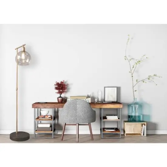 Hello Honey&reg; 5ft. Modern Metal Floor Lamp with Glass Globe Shade {4}
