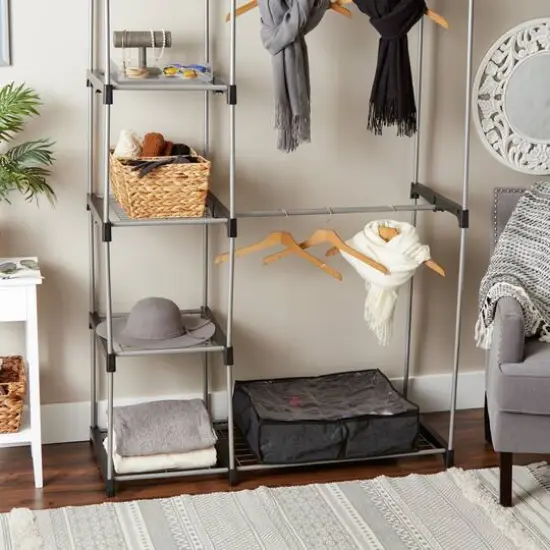 DII&reg; 23" Black Linen 8-Shoe Pair Soft Storage Bag {9}