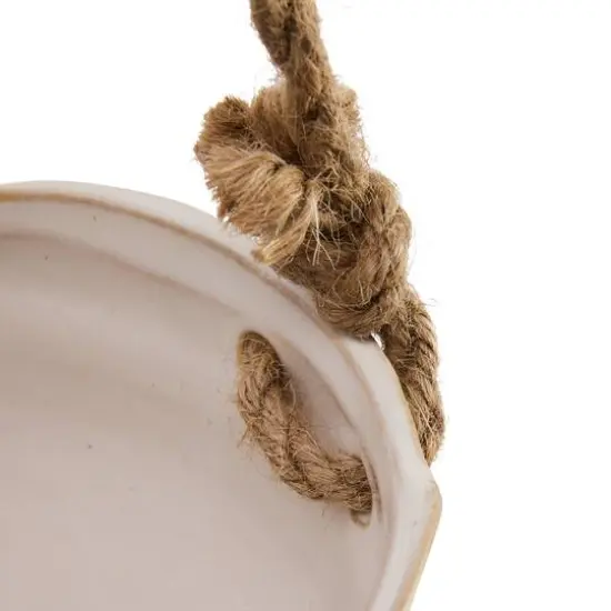 Hello Honey&reg; 7.5" Hanging Stoneware Planter with Wood Beaded Rope {5}