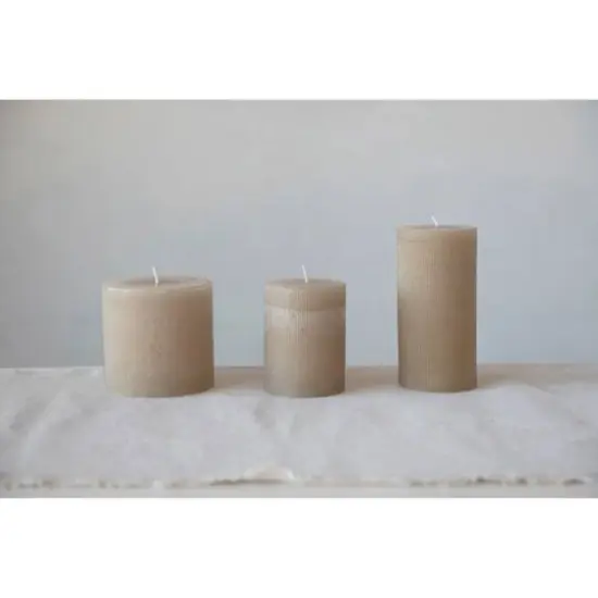 Hello Honey&reg; 3" x 6" Linen Unscented Pleated Pillar Candle {3}