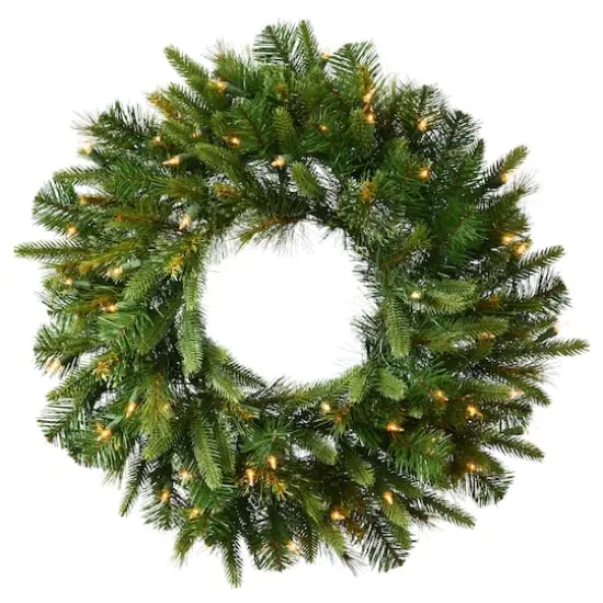 24" Pre-Lit Cashmere Christmas Wreath, Warm White LED Lights {1}
