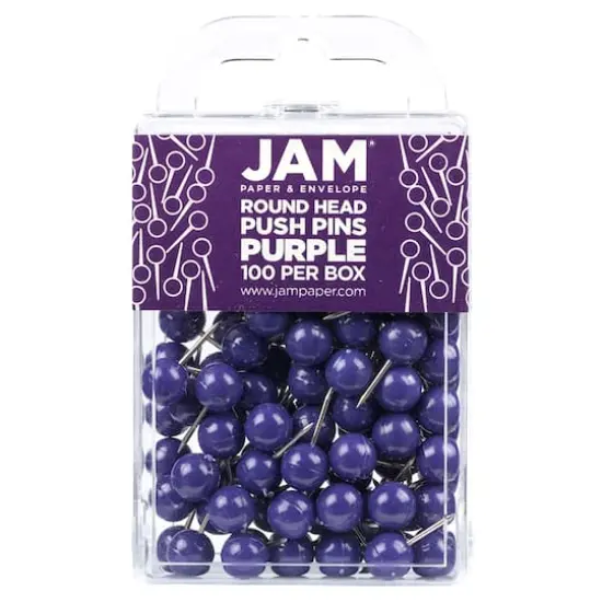 JAM Paper Colorful Round Push Pins, 100ct. Purple {1}