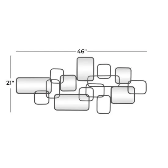 Black Metal Contemporary Abstract Wall Mirror, 46" x 0" x 21" {6}
