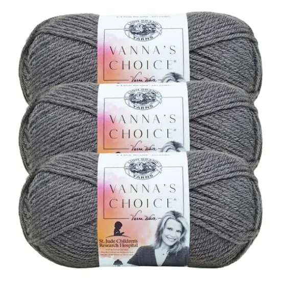 3 Pack Lion Brand&reg; Vanna's Choice&reg; Solid Yarn Charcoal Gray {1}