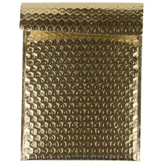 JAM Paper 5.5" x 6.5" Bubble Padded Mailers with Hook & Loop Closure, 100ct. Gold Metallic {1}