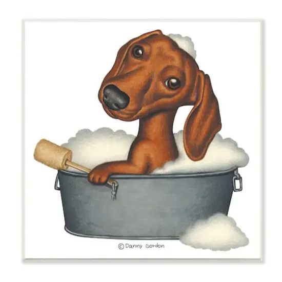 Stupell Industries Dachshund in Tin Tub Bubble Bath Country Pet,12" x 12" {1}