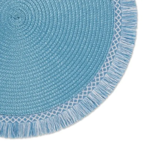 DII&reg; Round Fringed Placemats, 6ct. Storm Blue {5}