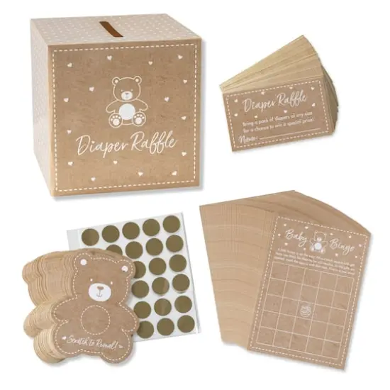 Kate Aspen&reg; Kraft Bear Diaper Raffle & Scratch Off Game Set {9}