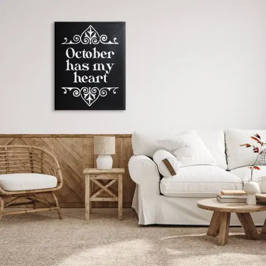 Stupell Industries Black October Has My Heart Canvas Wall Art {3}