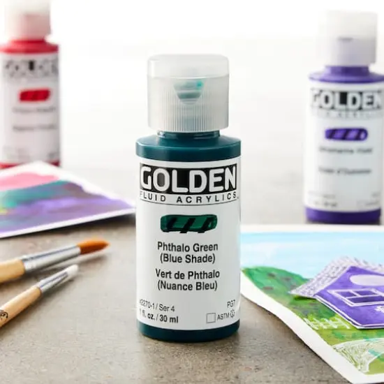Golden&reg; 1oz. Fluid Acrylics Phthalo Green (Blue Shade) {3}