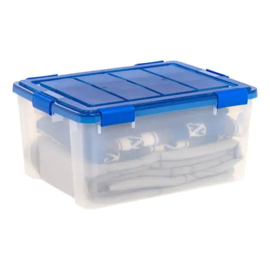 IRIS&reg; 60qt. Clear Ultimate Box with Blue Buckle Lid {7}