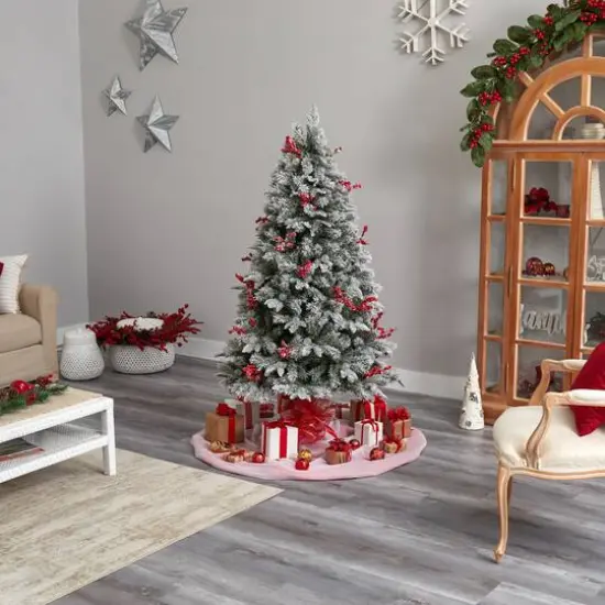 6ft. Pre-Lit Snow Tipped Norwegian Fir Artificial Christmas Tree, White LED Lights {11}