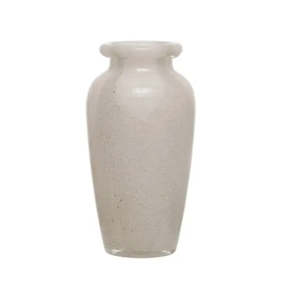 Hello Honey&reg; 10.5" White & Gray Round Art Glass Vase {1}