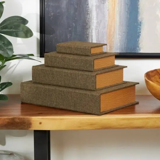 Fabric Storage Book Box Set Dark Brown {3}
