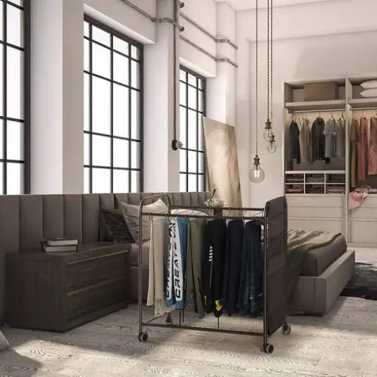 NEX&trade; Brown 20-Hanger Rolling Trolley Closet Organizer {6}