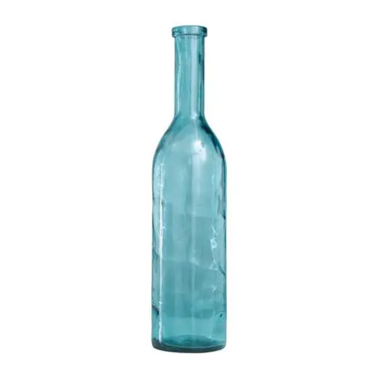 30" Teal Recycled Glass Tall Spanish Bottleneck Vase {5}