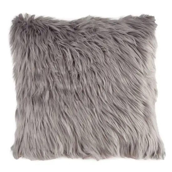 Hastings Home Himalayan Faux Fur Pillow, 18" x 18" Gray {1}