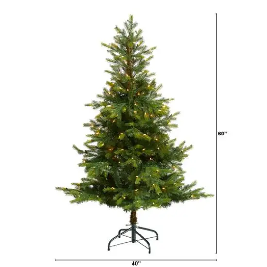 5ft. Pre-Lit North Carolina Spruce Artificial Christmas Tree, Clear LED Lights {8}