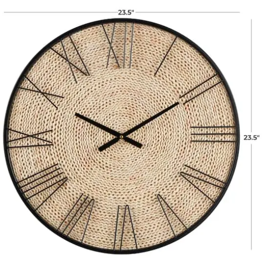 23.5" Coiled Rope Wall Clock with Black Metal Frame {5}