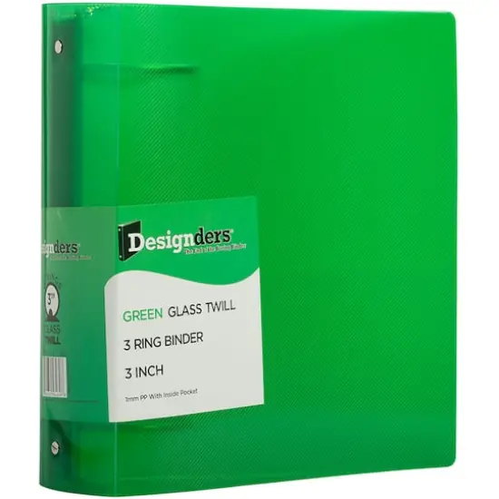 JAM Paper Designders&reg; 3" Green Plastic 3 Metal Ring Binder {1}