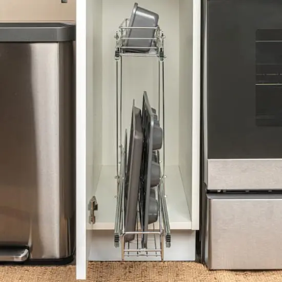 Household Essentials Glidez Chrome-Plated Steel 2-Tier Dual-Sliding Storage Organizer {5}