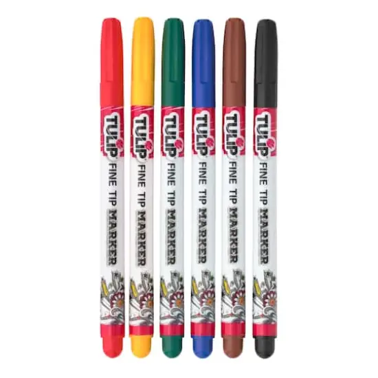 Tulip&reg; Fabric Markers&reg;, Fine Tip Primary, 6 Pack  {4}